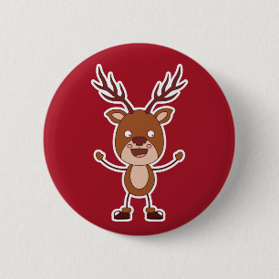 Badge Rond 5 Cm Boutons Drôle Reindeer