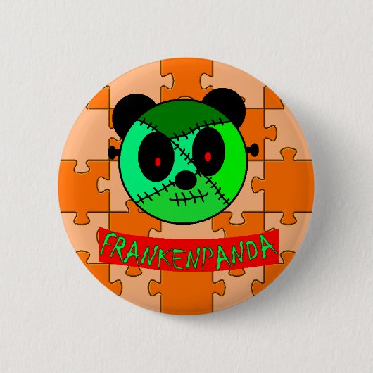 Badge Rond 5 Cm Boutons et cadeaux de Frankenpanda Halloween ! (Devant)