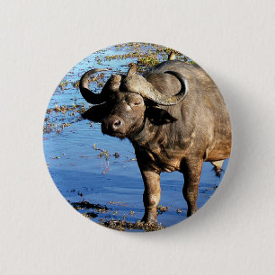 Badge Rond 5 Cm Boutons et insignes de safari de Buffalo de cap