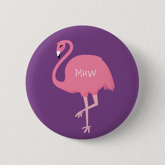 Badge Rond 5 Cm Boutons Flamant rose mignons (Devant)