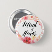 Badge Rond 5 Cm Boutons Floraux Élégants Serment D'Honneur (Devant & derrière)