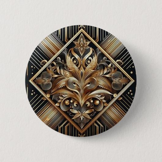 Badge Rond 5 Cm Boutons Grattés Or Chatoyants (Devant)