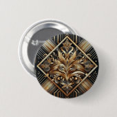 Badge Rond 5 Cm Boutons Grattés Or Chatoyants (Devant & derrière)