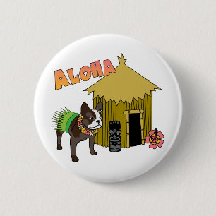 Badge Rond 5 Cm Boutons Hawaii Tiki Hula