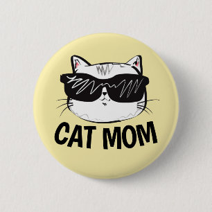 Badge Rond 5 Cm Boutons MOM CAT
