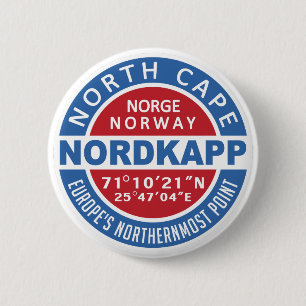 Badge Rond 5 Cm Boutons NORDKAPP Norvège