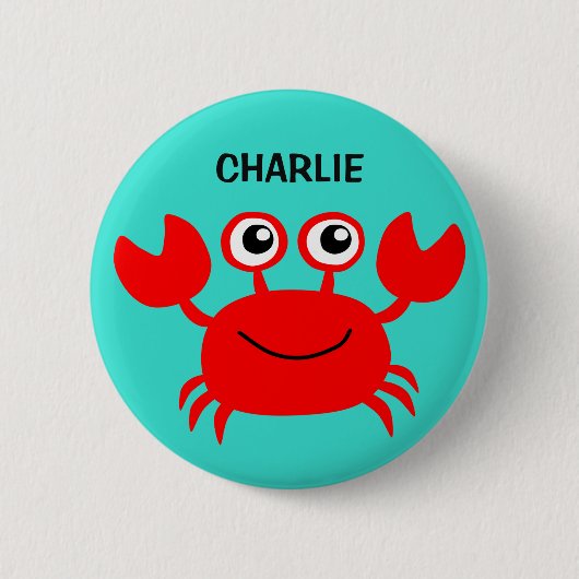 Badge Rond 5 Cm Boutons personnalisés Happy Crab (Devant)