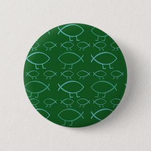 Badge Rond 5 Cm Boutons Pin-De retour de poissons de Darwin (verts