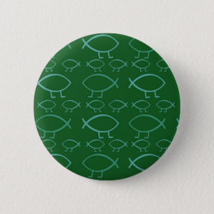 Badge Rond 5 Cm Boutons Pin-De retour de poissons de Darwin (verts