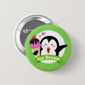 Badge Rond 5 Cm Boutons Pingouin crème glacée (Devant & derrière)
