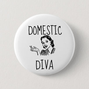 BADGE ROND 5 CM BOUTONS RÉTRO FEMME, DIVA INTÉRIEUR