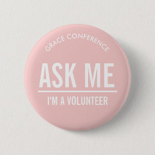 Badge Rond 5 Cm Boutons Rose Blush pour Bénévoles