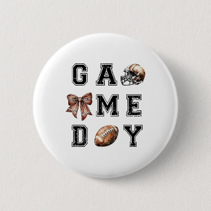 Badge Rond 5 Cm Bow Coquette pied Football Maman Jour de match Fem