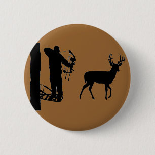 Badge Rond 5 Cm Bowhunter dans des cerfs communs de tir de