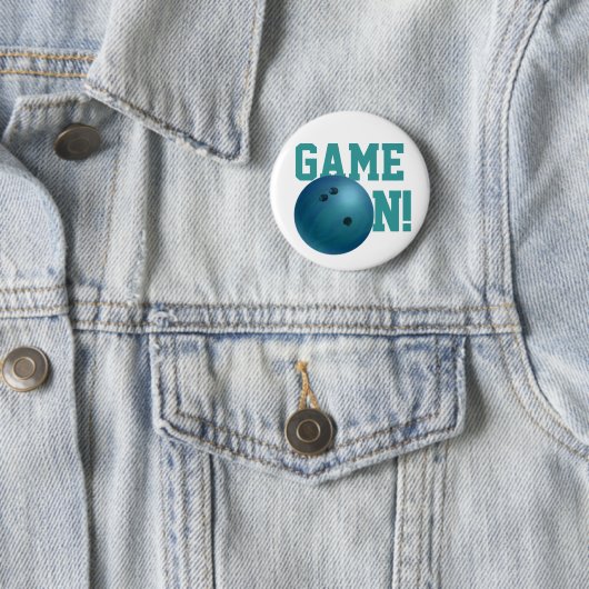 Badge Rond 5 Cm Bowling Ball Blue (En situation)