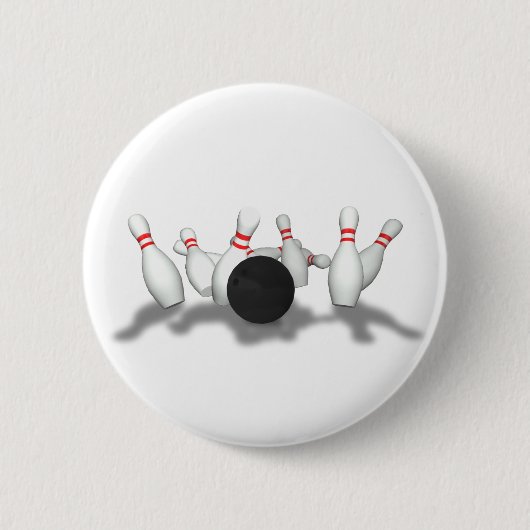 Badge Rond 5 Cm Bowling Ball & Pins : Modèle 3D: (Devant)