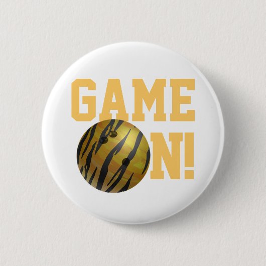 Badge Rond 5 Cm Bowling Ball Tiger Jaune (Devant)