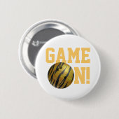 Badge Rond 5 Cm Bowling Ball Tiger Jaune (Devant & derrière)