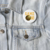 Badge Rond 5 Cm Bowling Ball Tiger Jaune (En situation)