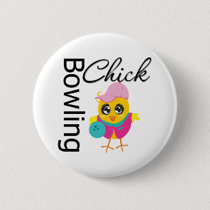 Badge Rond 5 Cm Bowling Chick