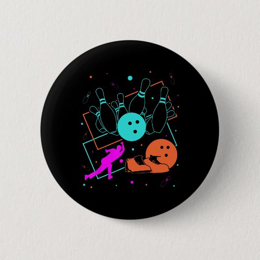 Badge Rond 5 Cm Bowling de l'équipe de Bowler de style rétro des a (Devant)