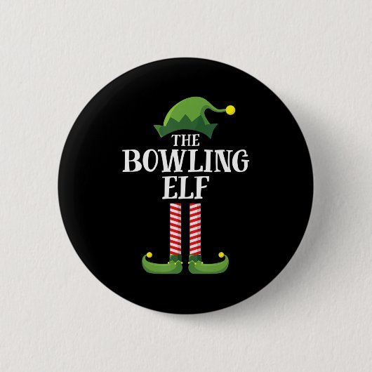 Badge Rond 5 Cm Bowling Elf Correspondance Famille Groupe Noël (Devant)