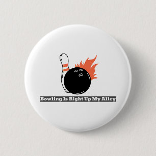 Badge Rond 5 Cm Bowling est droit dans ma ruelle