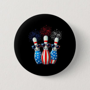 Badge Rond 5 Cm Bowling Fireworks American Usa Drapeau Sungles 4e