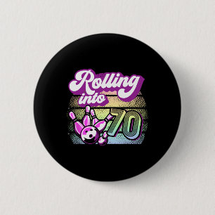 Badge Rond 5 Cm Bowling Party Rolling En 70 Bowling Anniversaire 1