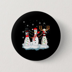 Badge Rond 5 Cm Bowling Pyjama Lumières Reindeer Père Noël Fun