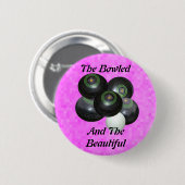 Badge Rond 5 Cm Bowls De Pelouse Rose Et Beau, (Devant & derrière)