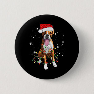 Badge Rond 5 Cm Boxe Chien Arbre Lumières Noël Jeu de Noël Pyjama 