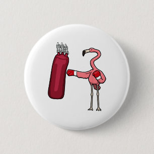 Badge Rond 5 Cm Boxe de Flamant rose auto-défense