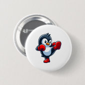 Badge Rond 5 Cm Boxe de manchot cool (Devant & derrière)