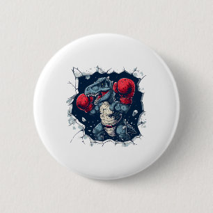 Badge Rond 5 Cm Boxe Dinosaure Boxer T-rex Kickboxing Dino Boxe