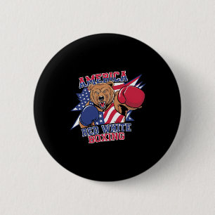 Badge Rond 5 Cm Boxe d'ours patriotique - Rouge blanc États-Unis g