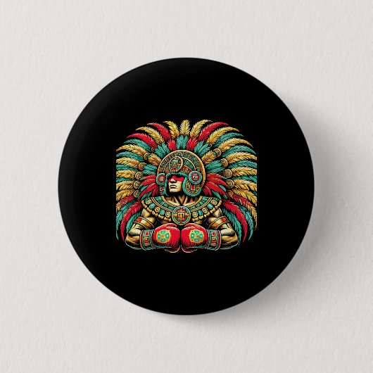 Badge Rond 5 Cm Boxe mexicaine Aztec Warrior Design (Devant)