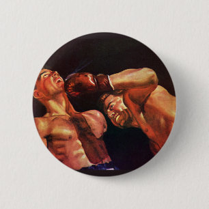 Badge Rond 5 Cm Boxe vintage, Boxers Punching Combattre