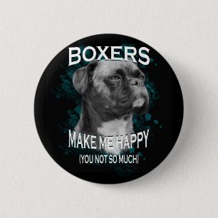 Badge Rond 5 Cm Boxer Chien Amoureux des animaux Texte d'art