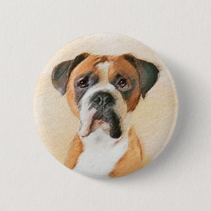 Badge Rond 5 Cm Boxer Dog Peinture Non Décroché Art animal origina