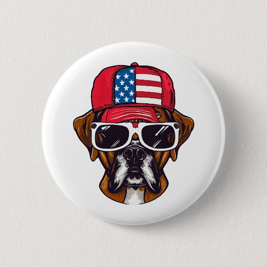Badge Rond 5 Cm Boxer Dog USA (Devant)