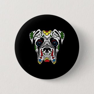 Badge Rond 5 Cm Boxer en blanc - Crâne de sucre agencé par le gouv
