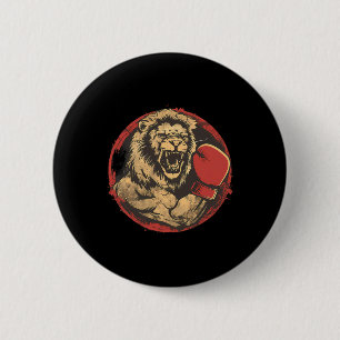 Badge Rond 5 Cm Boxer Lion Portrait Motif Faune Kickboxing Love