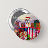 Badge Rond 5 Cm Boxer Noël Surprise (Devant & derrière)