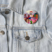 Badge Rond 5 Cm Boxer Noël Surprise (En situation)