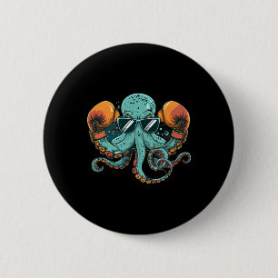 Badge Rond 5 Cm Boxer Octopus Lover Ocean Sea Creator Funny Boxin