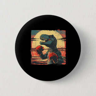 Badge Rond 5 Cm Boxeur Dinosaure Boxe Dino Kickboxing T-rex Boxeur