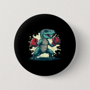 Badge Rond 5 Cm Boxeur Dinosaure Boxeur T-rex Kickboxing Dino Boxe