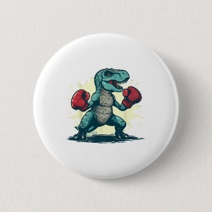 Badge Rond 5 Cm Boxeur Dinosaure Boxeur T-rex Kickboxing Dino Boxe