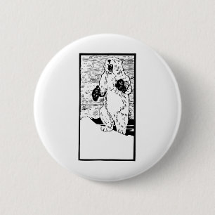 Badge Rond 5 Cm Boxing Polar Bear Réchauffement climatique de comb